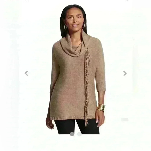 Chico Fringe Kenton Cowl Sweater Size 0 - Picture 1 of 8